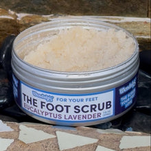 Load image into Gallery viewer, Jar of foot scrub with Eucalyptus Lavender scent on a stone surface